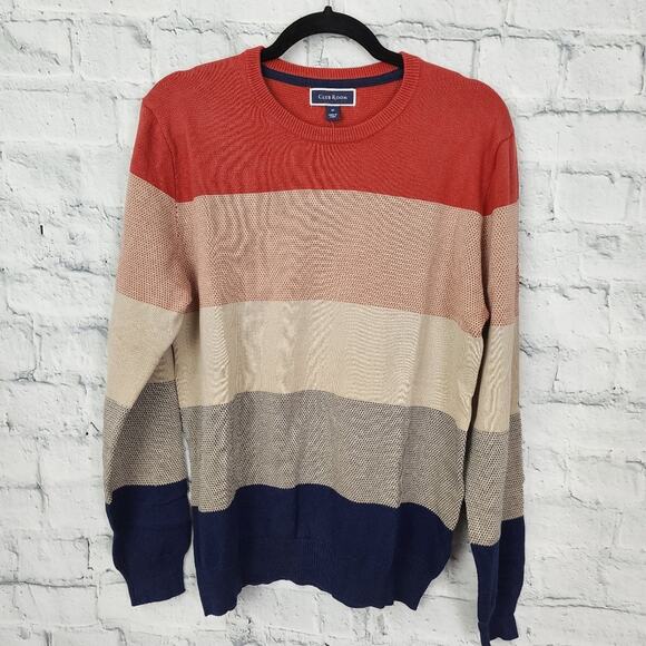 Club room mens sweater Sz M long sleeve striped fall winter A8 - Picture 1 of 3